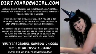 Dirtygardengirl rainbow unicorn huge anal dildo in her pussy fucking
